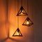 Modern 3 Bulb Triangle Shapes Ceiling Hanging Light Fixture, Black Decorative Chandelier